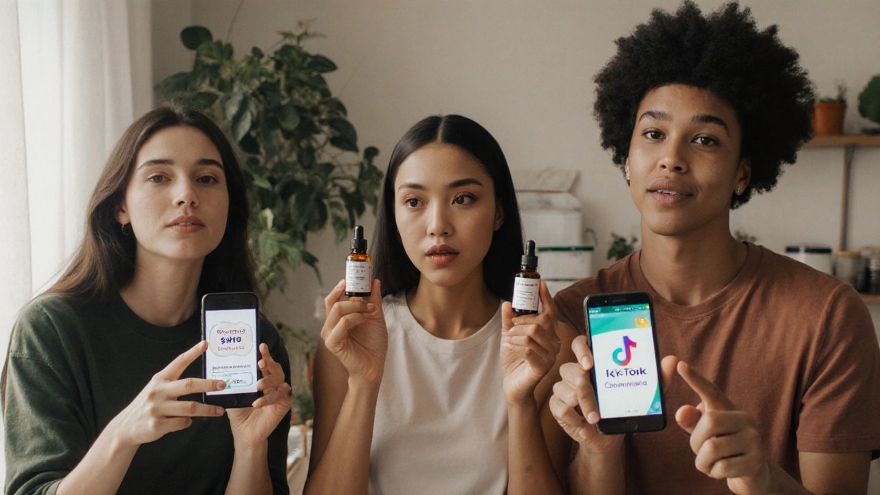 Micro-influencers recording authentic TikTok videos with eco-friendly products at home.