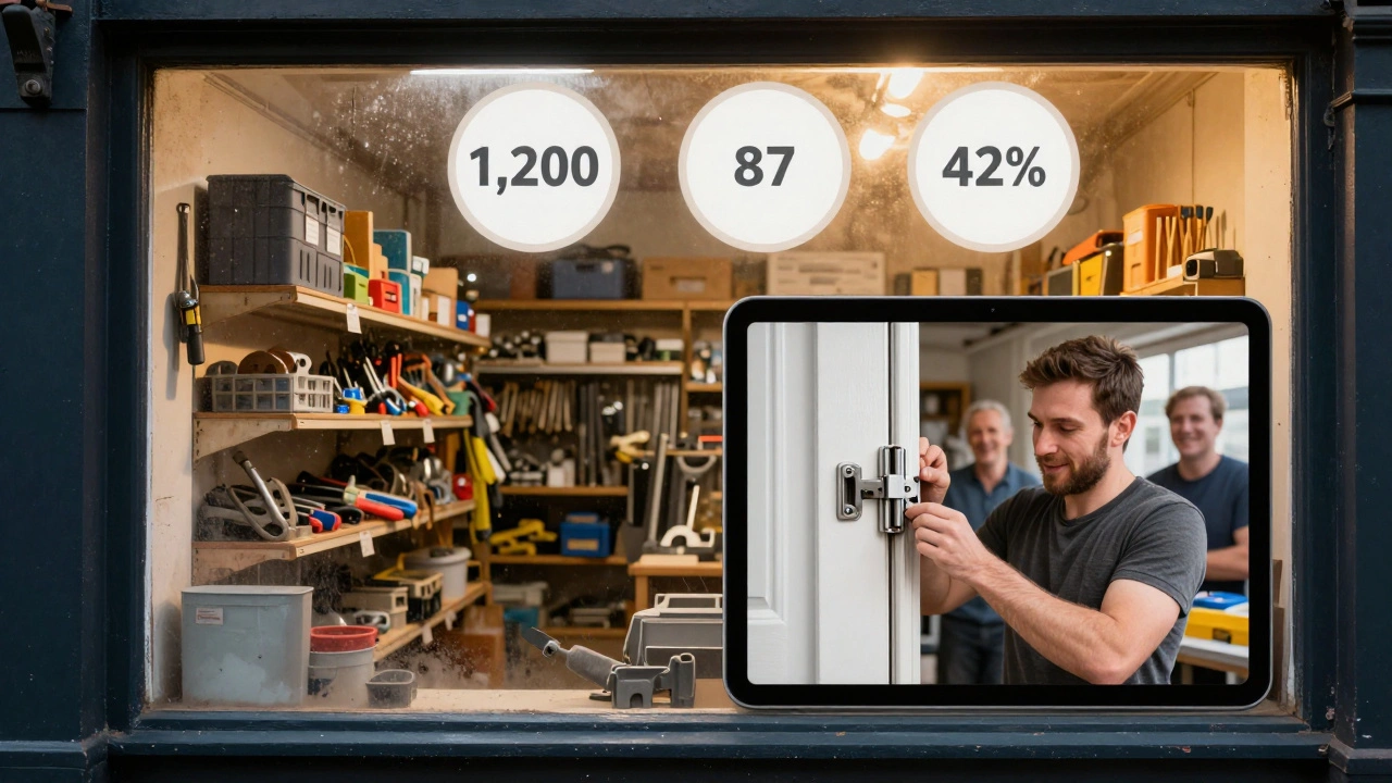 A small hardware store transforming from dusty shelves to vibrant online engagement with customer videos.