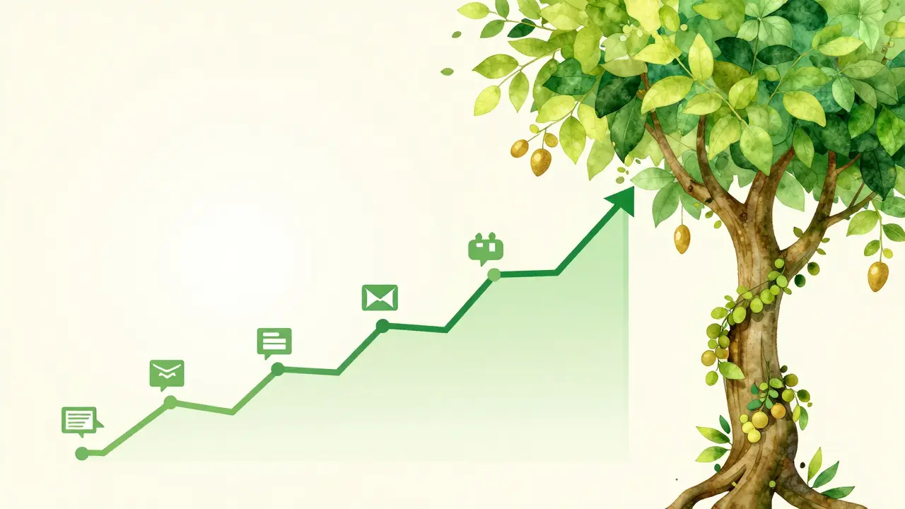 Abstract graphic of a growing chart turning into a plant