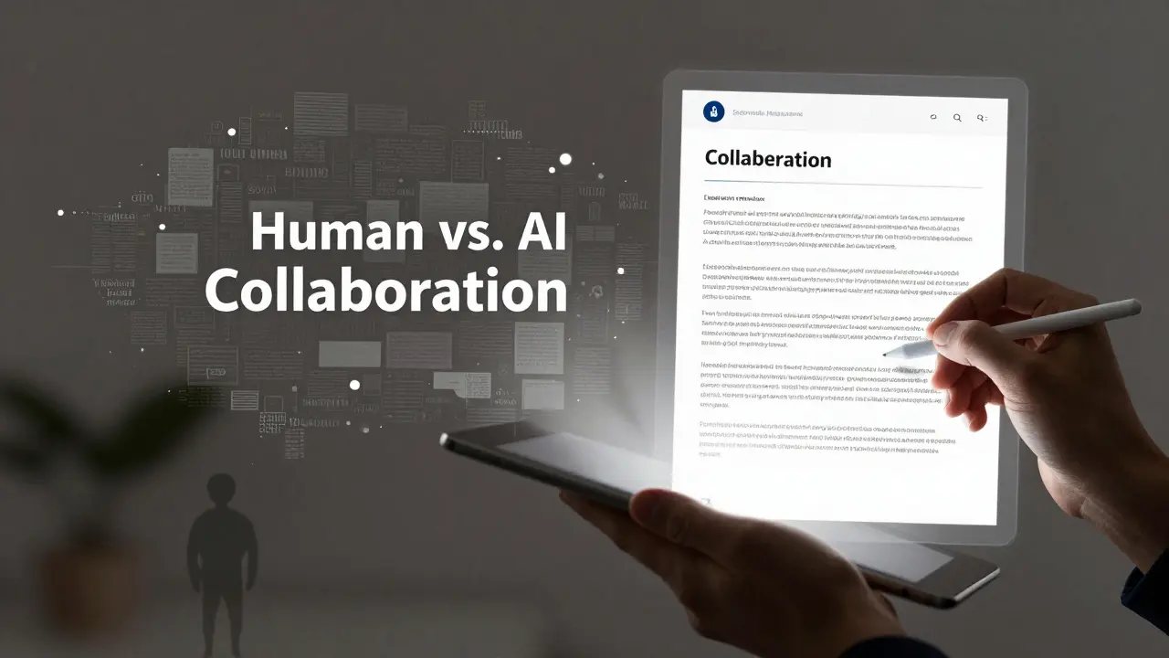 Artistic depiction of human oversight refining AI-generated social media content