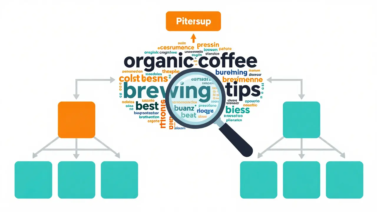 Keyword research visualization with pillars and clusters