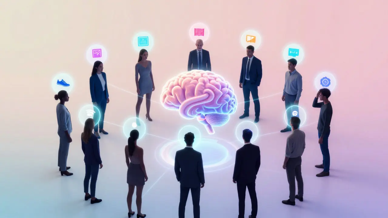 AI connecting users with personalized interest icons