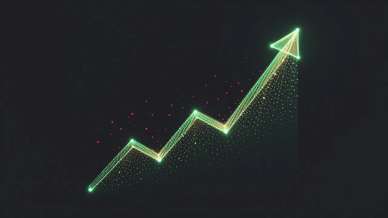 Abstract graphic showing steady, sustainable business growth