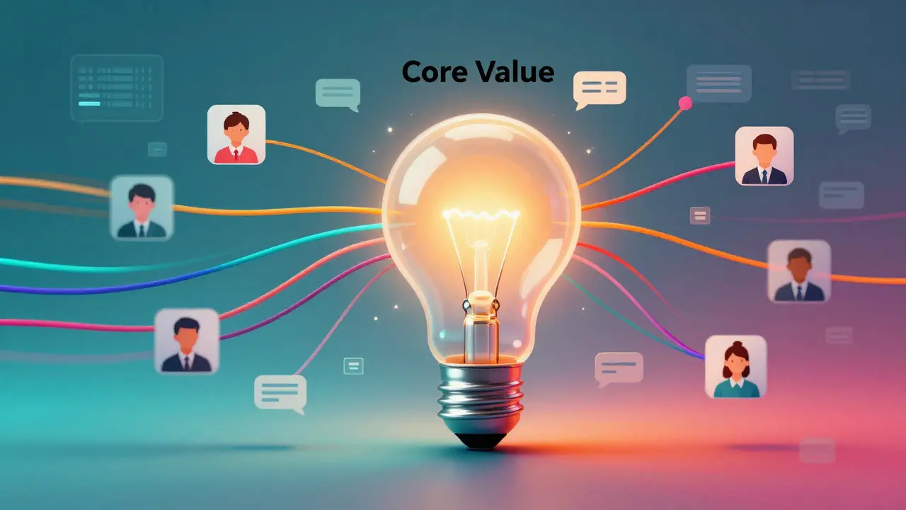 Abstract visualization of one message branching into many personalized customer segments.