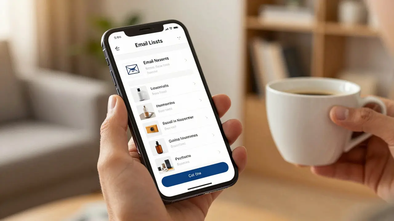 Person checking affiliate newsletter recommendations on smartphone