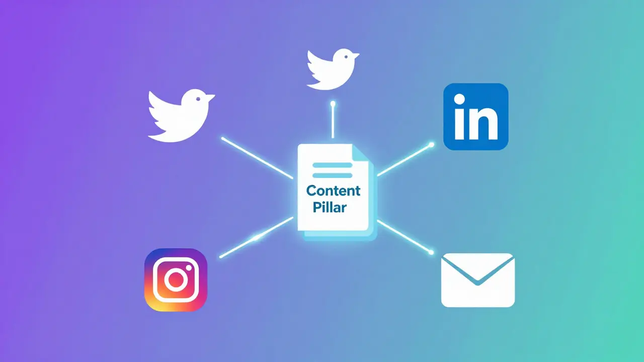 Diagram showing content repurposing across channels